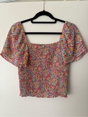 Smocked Floral Top